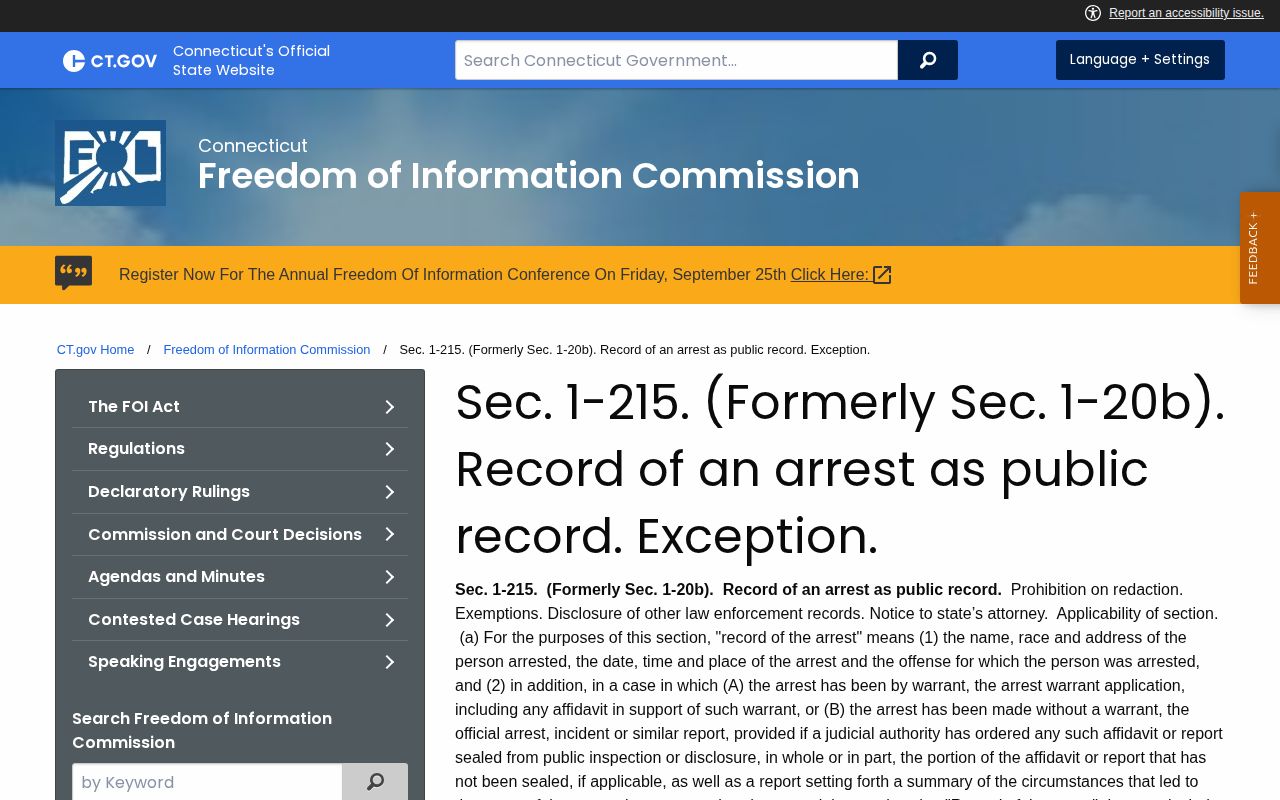 New Haven County arrest record law on the Connecticut FOI Commission website